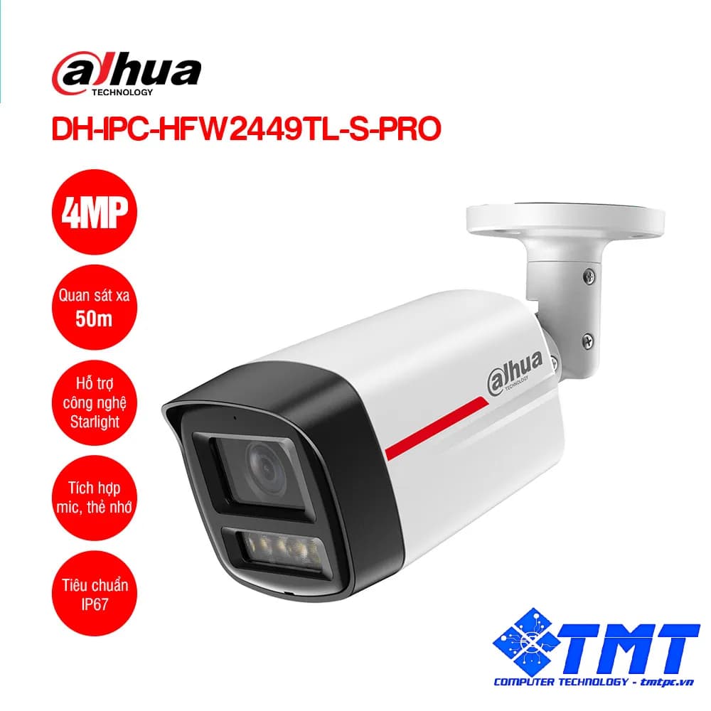 Camera IP 4MP WizColor DAHUA DH-IPC-HFW2449TL-S-PRO