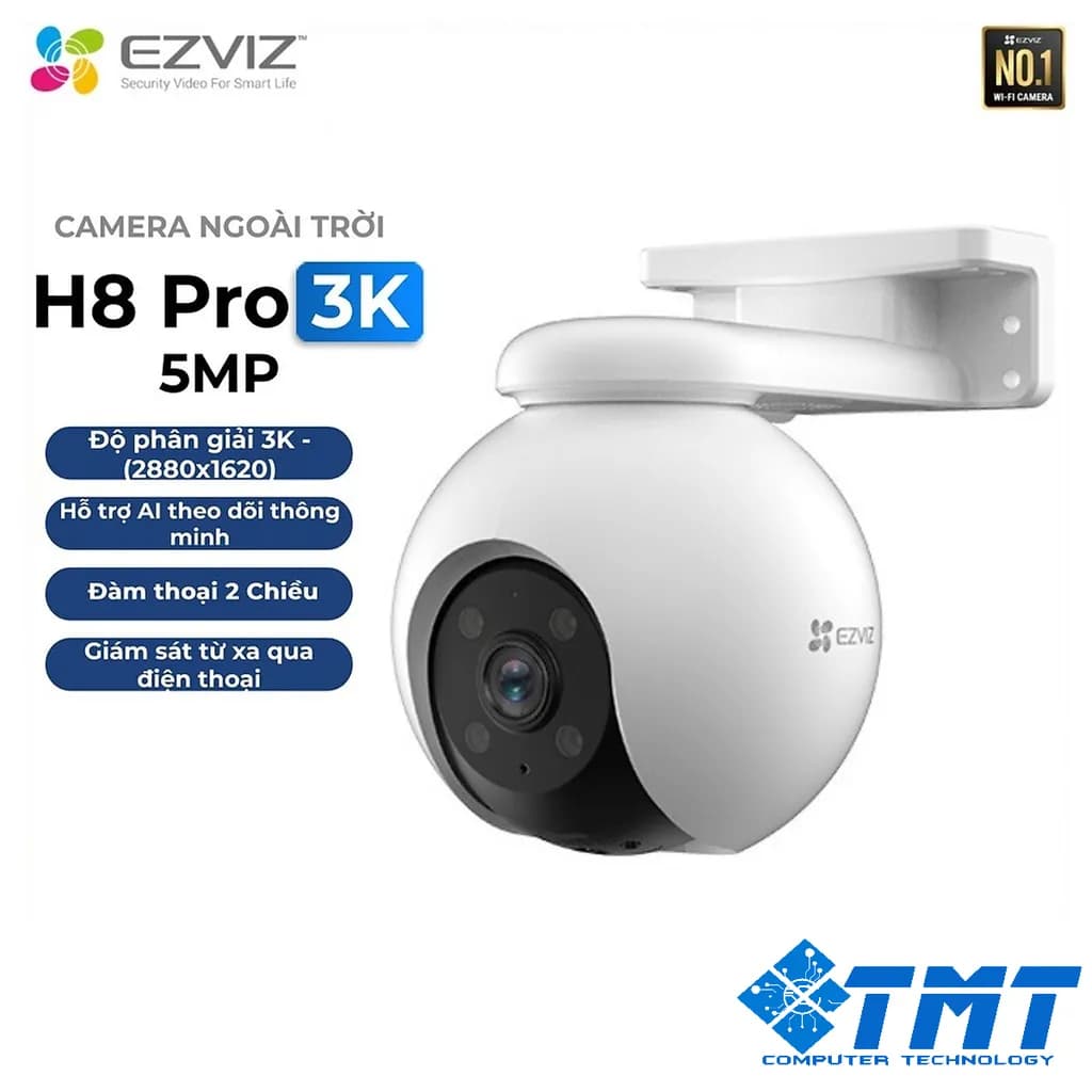 Camera wifi EZVIZ CS-H8-R100-1J5WKFL (H8 5MP) xoay có màu ban đêm H.265