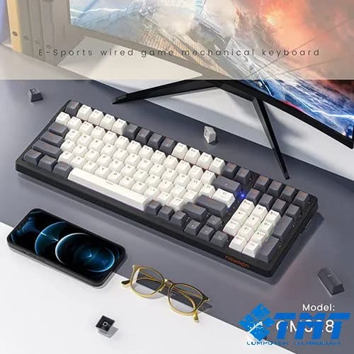 Bàn Phím Cơ Gaming Newmen Blue Switch GM328 (Màu Đen, Keycap Trắng-Xám)