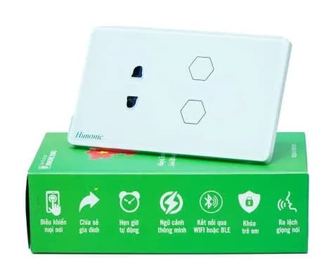 Công tắc cảm ứng BLE Hunonic Datic 2 Nút 1 Ổ
