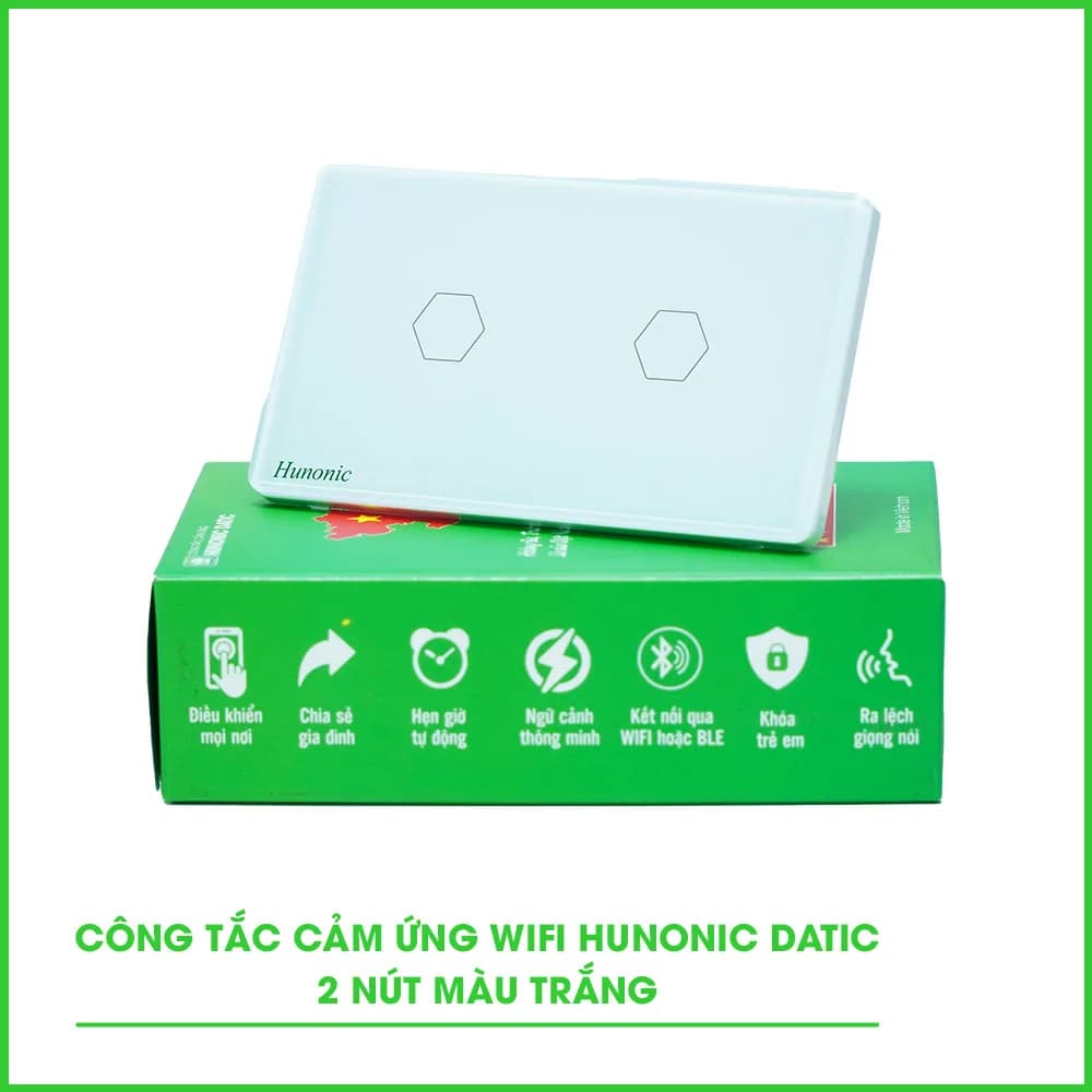 Công Tắc Cảm Ứng WiFi Hunonic Datic 2 Nút