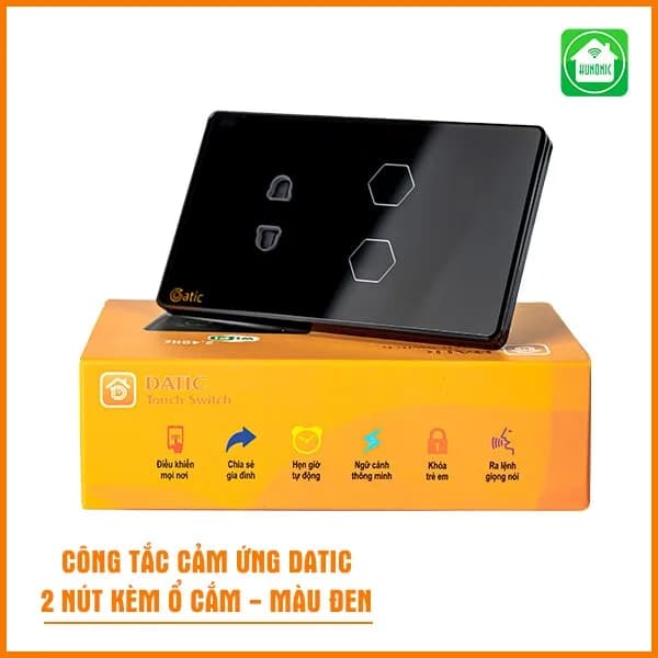 Công tắc cảm ứng WiFi Hunonic Datic 2 Nút 1 Ổ