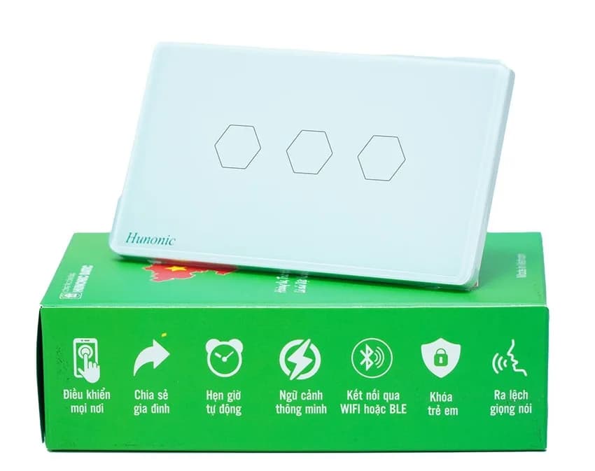 Công tắc cảm ứng WiFi Hunonic Datic 3 Nút