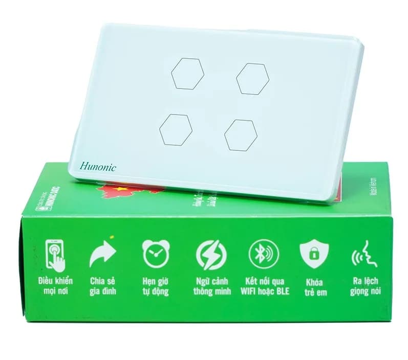 Công tắc cảm ứng WiFi Hunonic Datic 4 Nút