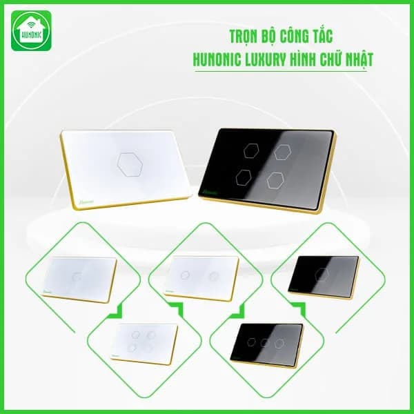 Công tắc cảm ứng BLE Luxury Hunonic 1 Nút HCN, màu Trắng