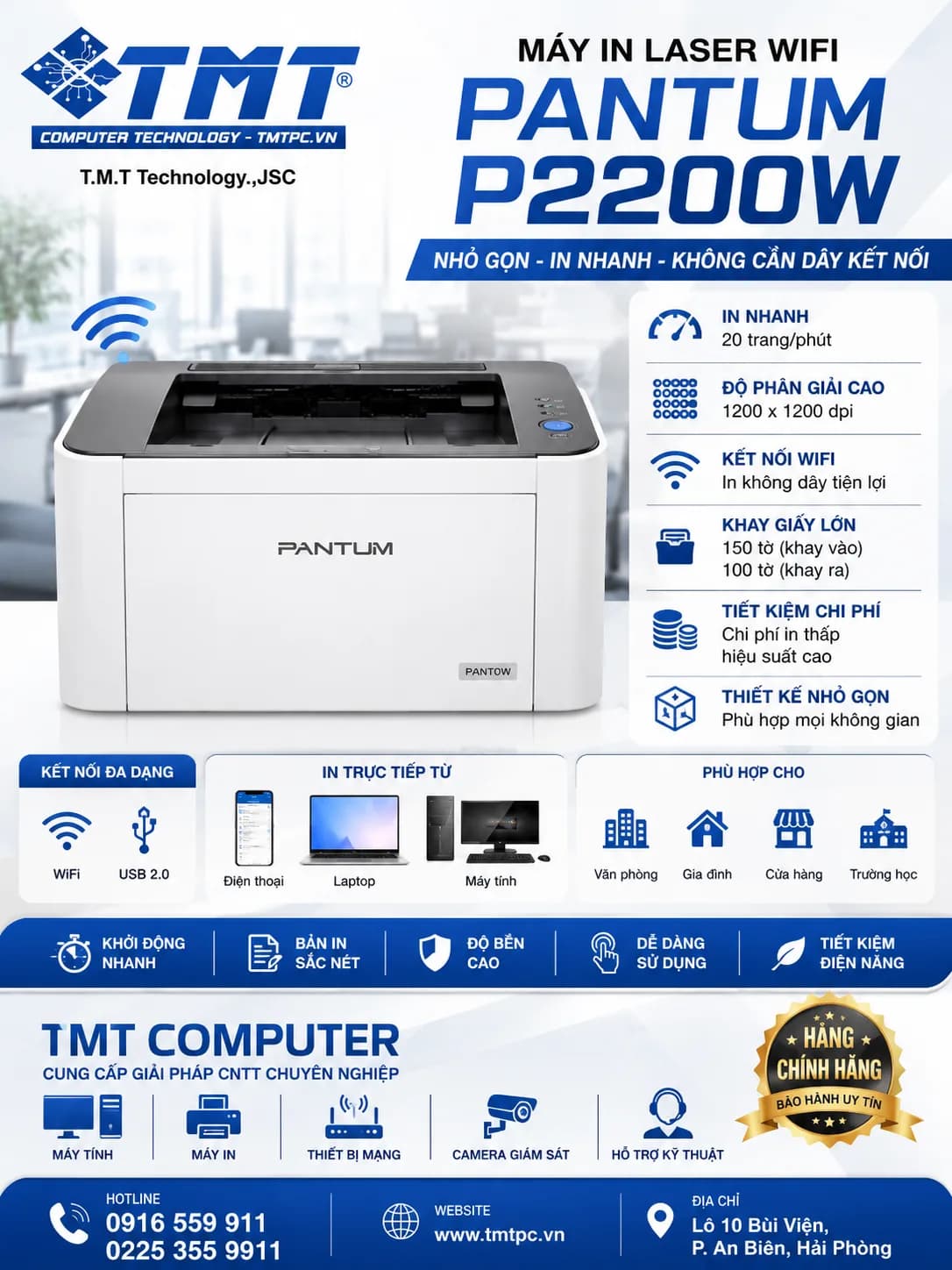 Máy in đơn chức năng PANTUM P2200W